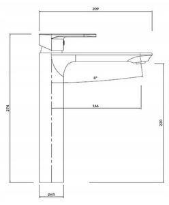Cersanit Crea, baterie lavoar inalt, nichel, S951-335