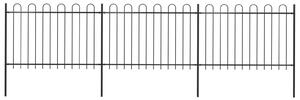 Gard de grădină cu vârf curbat, negru, 5,1 m, oțel