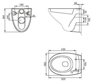 Cersanit DELFI - bol suspendat, alb, K11-0021