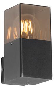 Lampa de perete exterioară modernă neagră IP44 cu sticlă fumurie - Denmark
