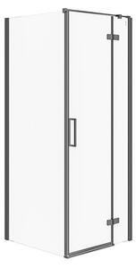 Cersanit Jota, cabina de dus coltar 80 (usa dreapta) x 80 (perete) x 195 cm, sticla transparenta 6 mm, profil negru, S160-008