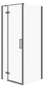 Cersanit Jota, cabina de dus coltar 80 (usa stanga) x 80 (perete) x 195 cm, sticla transparenta 6 mm, profil negru, S160-007