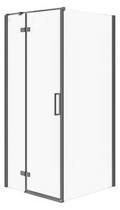 Cersanit Jota, cabina de dus coltar 90 (usa stanga) x 90 (perete) x 195, sticla transparenta 6 mm, profil negru, S160-003