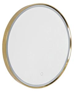 Oglindă de baie cupru 50 cm, incl. LED, cu 3 trepte de intensitate reglabile cu atingere, rotundă - Miral