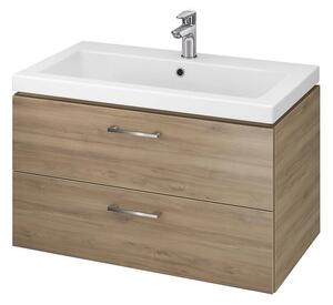 Cersanit Lara Como, set dulap suspendat 79,4x44,7x46 cm si chiuveta ceramica, nuc, S801-154-DSM