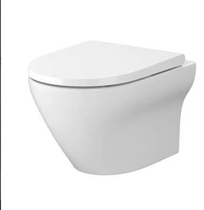 Cersanit Larga Oval CleanOn - vas WC suspendat cu scaun SLIM din duroplast, alb, S701-472