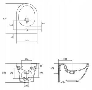 Cersanit Larga Oval, bideu suspendat CleanOn, alb, K120-006