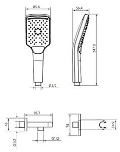 Cersanit Larga, set dus de mana cu racord coltar, crom, S951-512
