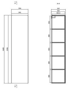 Cersanit Larga, dulap inalt 40x160 cm, gri mat, S932-021