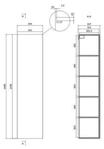 Cersanit Larga, dulap suspendat inalt 160x40 cm, alb lucios, S932-019