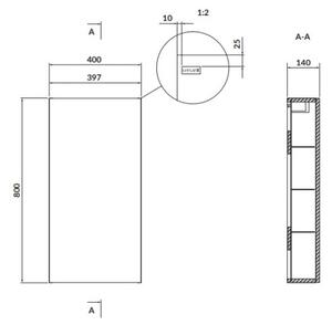 Cersanit Larga, dulap suspendat 40cm, gri mat, S932-003