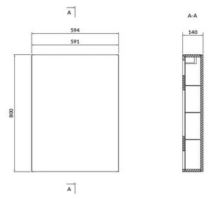 Cersanit Larga, dulap suspendat 80x60x14 cm, gri mat, S932-006