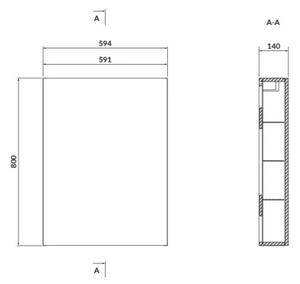 Cersanit Larga, dulap suspendat 80x60x14 cm, alb lucios, S932-004