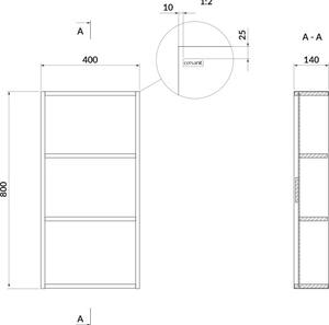 Cersanit Larga, dulap suspendat deschis 80x40x14 cm, alb, S932-084