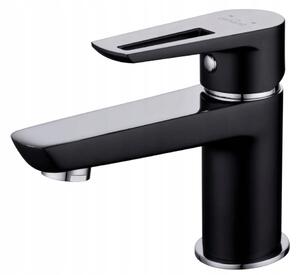 Cersanit Mille, baterie lavoar joasa cu dop metalic, negru-crom, S951-048