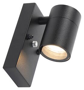 Lampa de perete exterioară modernă neagră IP44 cu senzor crepuscular - Solo