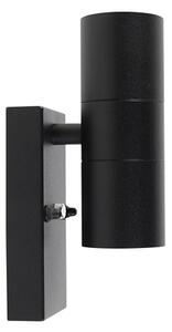 Lampă de perete exterioară neagră cu 2 lumini IP44 cu senzor de întuneric - Duo
