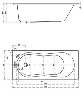 Cersanit Nike, cada acril 160x70cm + picioare, alb, S301-248