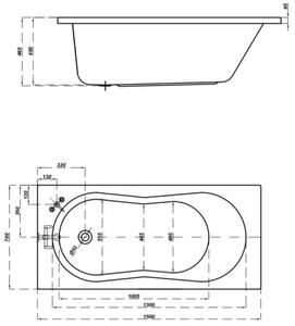 Cersanit Nike, cada acril 150x70cm + picioare, alb, S301-246