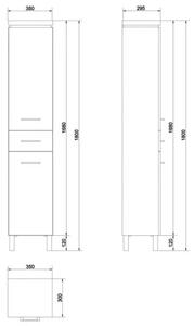 Cersanit Olivia, dulap inalt cu cos de rufe 35x180x30 cm, alb lucios, S543-007-DSM