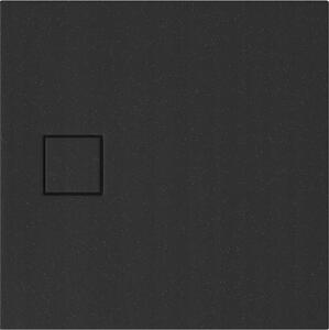 Cersanit Tako Slim, cadă de duș pătrată din acril 80x80x4 cm + sifon negru, negru, S932-165