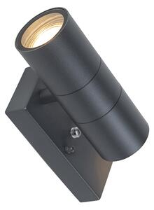 Lampă de perete exterioară gri închis cu 2 lumini cu senzor crepuscular - Duo