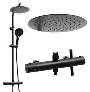 Erga Bergen Therm, set de dus cu robinet termostatic si cap de ploaie 25 cm, negru mat, ERG-YKA-BP.BERGEN-THERM-25-BLK