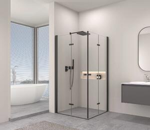 Erga Berlin Double, cabină de duș cu uși pliante duble 70 (uşă) x 120 (uşă) x 195 cm, sticlă transparentă de 6 mm, profil negru, ERG-V02-BERLIN-D070D…