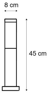 Lampă de exterior pe stâlp din oțel 45 cm IP44 - Rox cu țăruș de pământ și glande de cablu