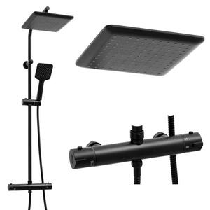 Erga Bodo Therm, set de dus cu baterie termostatica si cap de ploaie 23x23cm, negru mat, ERG-YKA-BP.BODO-THERM-23-BLK