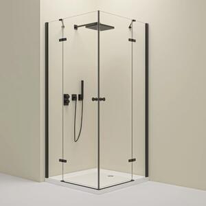 Erga Bern Double, cabină de duș cu uși cu 2 aripi 70 (uşă) x 70 (uşă) x 195 cm, sticlă transparentă de 6 mm, profil negru, ERG-V02-BERN-D070D070-CL-BK