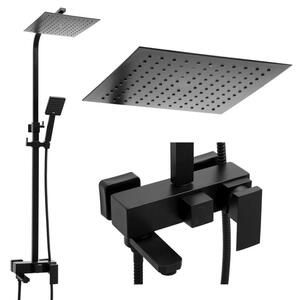 Erga Cube, set de dus cu robinet cu maneta, gura de cada si cap de ploaie 25x25cm, negru mat, ERG-YKA-BP.CUBE-25-BLK