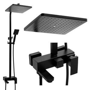 Erga Cube, set de dus cu robinet cu maneta, gura de cada si cap de ploaie 30x30cm, negru mat, ERG-YKA-BP.CUBE-30-BLK