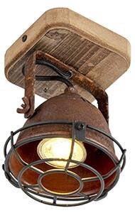 Spotlight industrial inclinabil maro ruginiu cu lemn - Gina