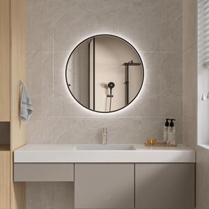 Erga Emma, ​​oglindă LED rotundă 60cm, cadru metalic negru, 1380 lm, 6500K, iluminare din spate, ERG-V01-201-6060-BK