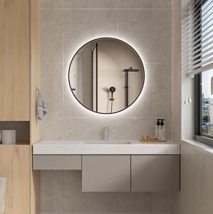 Erga Emma, ​​oglindă LED rotundă 70cm, cadru metalic negru, 1610 lm, 6500K, iluminare din spate, ERG-V01-201-7070-BK