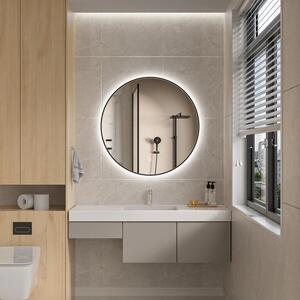 Erga Emma, ​​oglinda LED rotunda 80cm, cadru metalic negru, 1840 lm, 6500K, iluminare din spate, ERG-V01-201-8080-BK