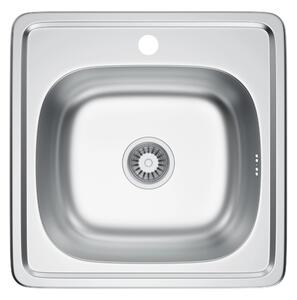 Erga HD, chiuvetă din oțel cu 1 cameră 485x485x160 mm, decor lenjerie, ERG-MLS-HD4848D