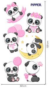 PIPPER. Autocolant de perete „Pandas - o fată” Material: Autocolant textil