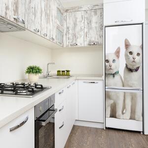 Autocolant pe frigider Două pisici albe