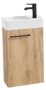 Erga Kim, dulap WC suspendat 50x23x60 cm + chiuveta ceramica 50 cm, stejar craft, ERG-207-D-05017+1430