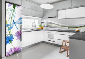 Autocolant pe frigider Flori și libelule