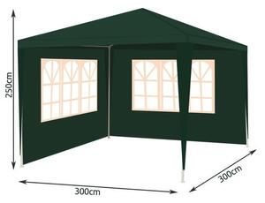 Pavilion metalic 3x3x2,5 acoperis polietilenic verde 100 gmp cu 2 pereti laterali, Verde