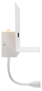 Aplică modernă albă cu USB și braț flexibil - Flero