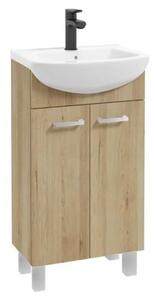 Erga Lumi, dulap chiuveta + chiuveta ceramica 50x41cm, maner craft stejar-crom, ERG-207-D-05014+1520