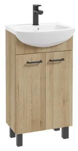 Erga Lumi, dulap chiuveta + chiuveta ceramica 50x41cm, maner craft stejar negru, ERG-207-D-05015+1520