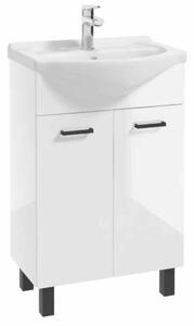 Erga Lumi, dulap chiuveta + chiuveta ceramica 50x41cm, maner alb-negru lucios, ERG-207-D-05013+1520