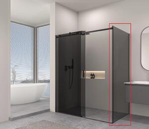 Erga Lynn, perete duș solid 100x195 cm, sticlă gri 8 mm, profil negru, ERG-V02-LYNN-G100-GR-BK