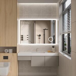 Erga Luna, oglinda LED 120x80cm cu oglinda cosmetica 3x marire, 3105 lm, 6500K, iluminare fata/spate, ERG-V01-124-1280-00