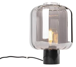 Lampă de masă de design neagră cu sticlă fumurie - Qara
